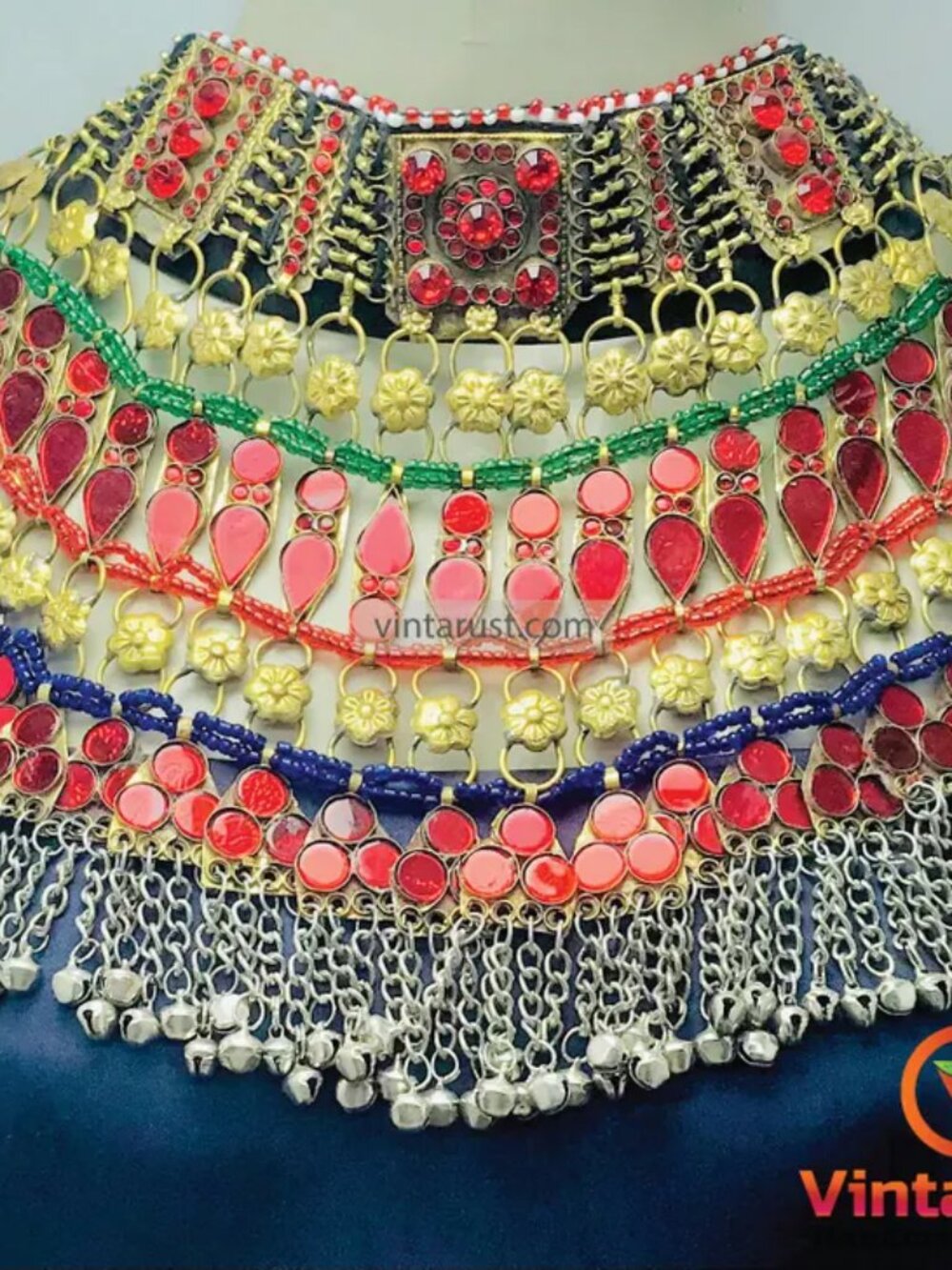 Handmade Kuchi Choker Necklace: Afghan Boho Tribal Jewelry